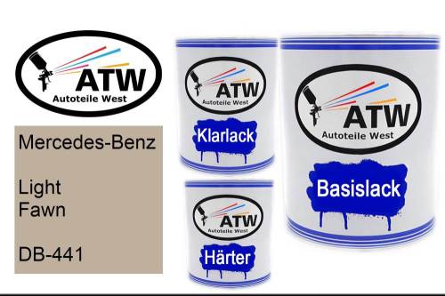 Mercedes-Benz, Light Fawn, DB-441: 1L Lackdose + 1L Klarlack + 500ml Härter - Set, von ATW Autoteile West.